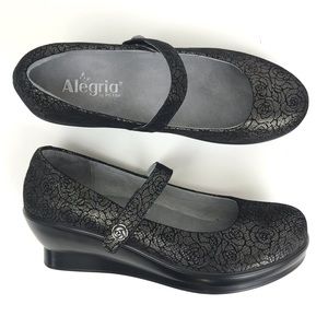 Alegria Mary Jane Wedge Pump Flair Pewter Florette